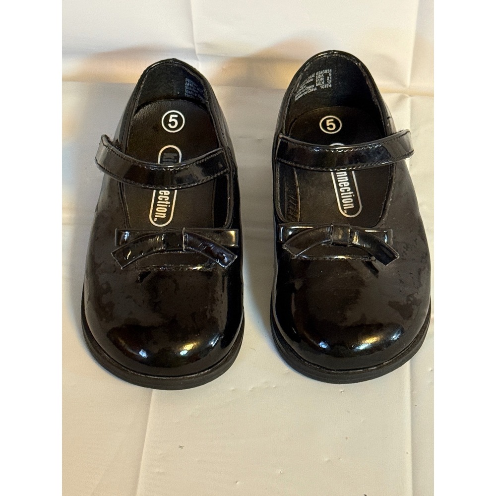 Kid Connection Black Patent Bow Mary Jane‎ Shoes Toddler Girls Size 5